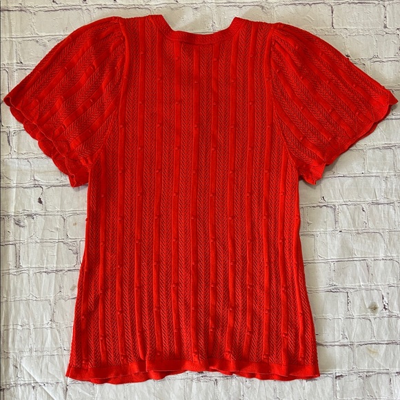Sezane Women’s Davie Cardigan Top Red Size Large Organic Cotton Cottagecore Fem - Picture 7 of 10